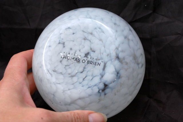 White/ Clear Art Glass Bowl or Votive by Thomas O'Brien Vintage Modern collection