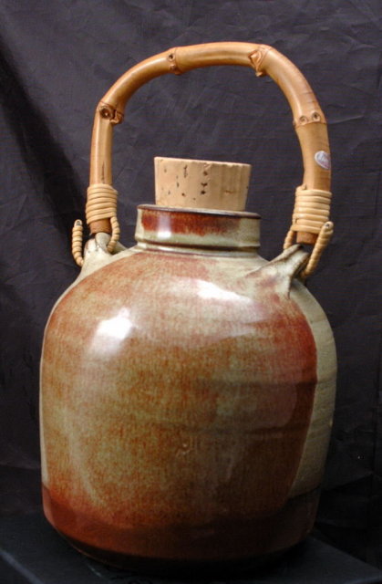 Old Japanese Earthenware Sake Jug or Bottle Natural glaze