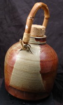 Old Japanese Earthenware Sake Jug or Bottle Natural glaze
