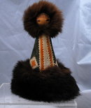 Folk ART Eskimo Leather & Fur Hand Painted Wooden Peg Doll