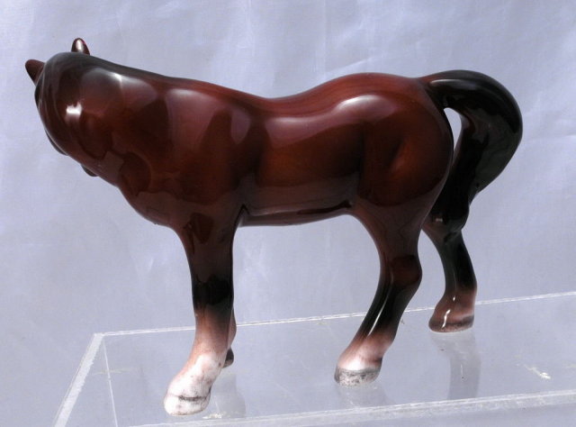 Brown Black White Ceramic Horse Wales Japan