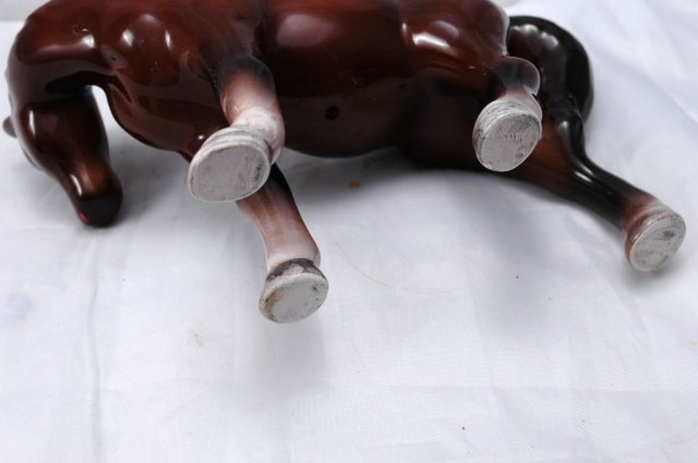 Brown Black White Ceramic Horse Wales Japan