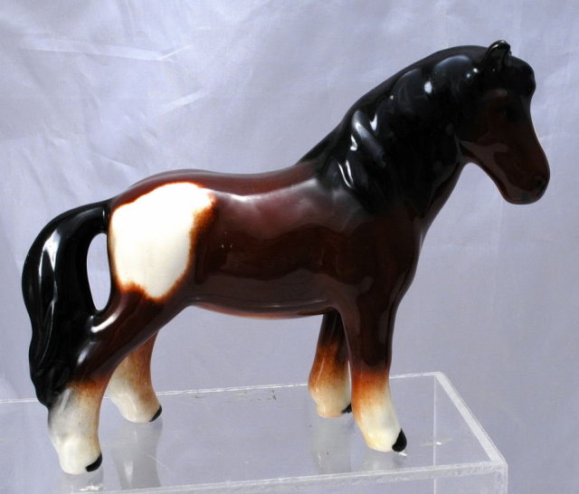 Brown Black White Ceramic Draft Horse Wales Japan