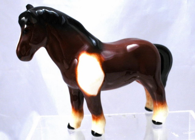 Brown Black White Ceramic Draft Horse Wales Japan