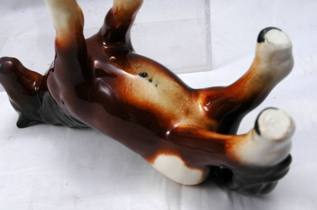 Brown Black White Ceramic Draft Horse Wales Japan