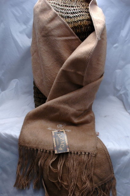 Brushed Alpaca Wool Scarf with Fringe from Peru