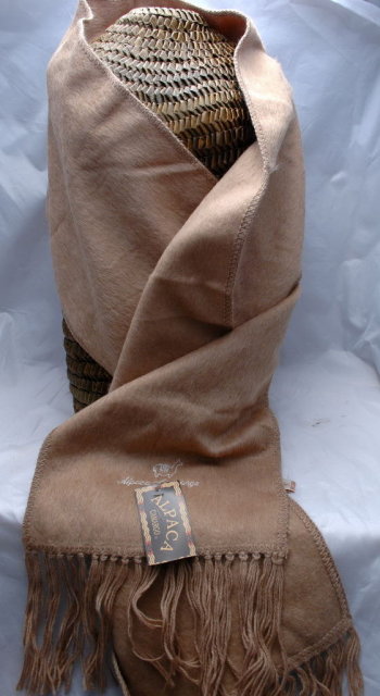 Brushed Alpaca Wool Scarf with Fringe from Peru