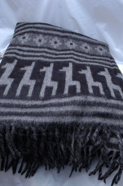 Natural Alpaca Blanket Throw with Fringe , New from Peru