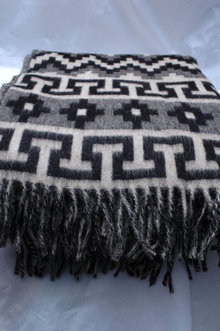 Natural Alpaca Blanket Throw with Fringe , New from Peru