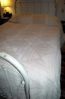 Vintage Crochet Ecru & Light Beige Bedspread Popcorn Nubby Squares 148