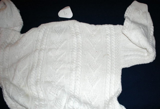 100% Wool Irish Fisherman Sweater by Christian Pierre New with Tag