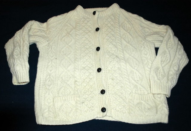 Vintage Irish Fisherman Aran Knit Cardigan Sweater small
