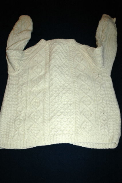 Vintage Irish Fisherman Aran Knit Cardigan Sweater small