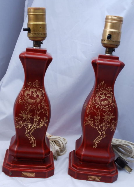 Occupied Japan Pair of MARUNI PATENTED LACQUERWARE lamps