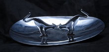 Art Deco Snarling Cat Chrome Tray