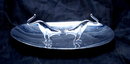 Art Deco Snarling Cat Chrome Tray
