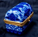Shibata of Japan Blue White Porcelain Mini Trinket Box Chest