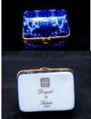Shibata of Japan Blue White Porcelain Mini Trinket Box Chest