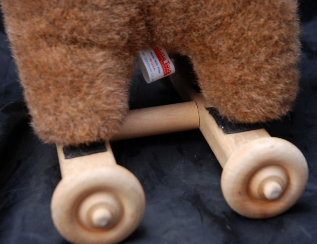 Douglas Co. Cuddle Toy Plush Bear & Wood Pull Cart Toy
