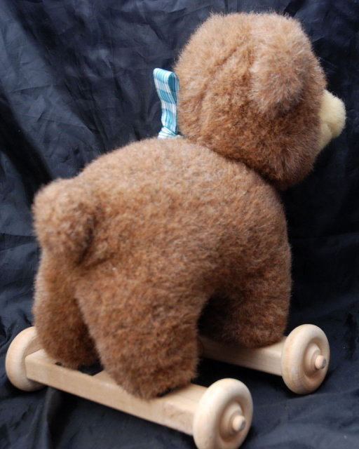 Douglas Co. Cuddle Toy Plush Bear & Wood Pull Cart Toy
