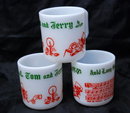 3 Vintage Tom and Jerry Anchor Hocking Christmas Mugs