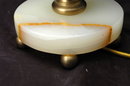 Vintage ! Mexican Onyx Brass Table Dresser Lamp Vintage