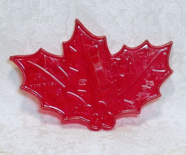 HRM Vintage Red Plastic Cookie Cutter - Christmas Holly