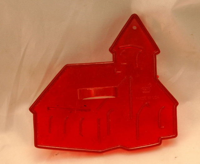 HRM Vintage Red Plastic Cookie Cutter - Church