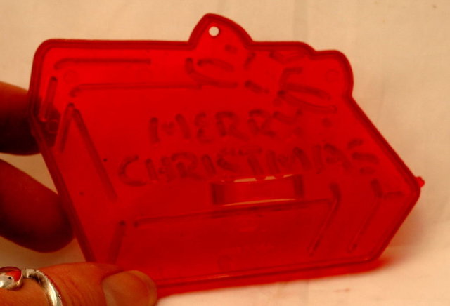 HRM Vintage Red Plastic Cookie Cutter Christmas Present