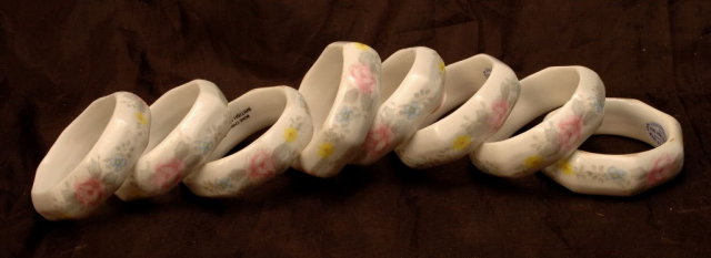 8 Staffordshire Fine Bone China Napkin Rings Made In England