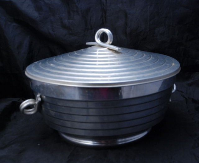 Vintage Stepped Aluminum Ice Bucket - Italian- Mid Century Modernist