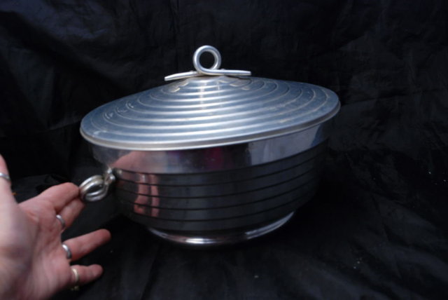 Vintage Stepped Aluminum Ice Bucket - Italian- Mid Century Modernist