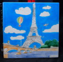 Eiffel Tower Tile, Hand Painted , Signed Jesse Johanson