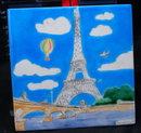 Eiffel Tower Tile, Hand Painted , Signed Jesse Johanson