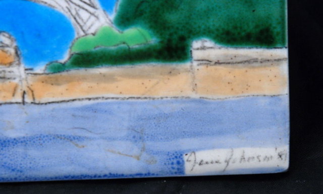 Eiffel Tower Tile, Hand Painted , Signed Jesse Johanson