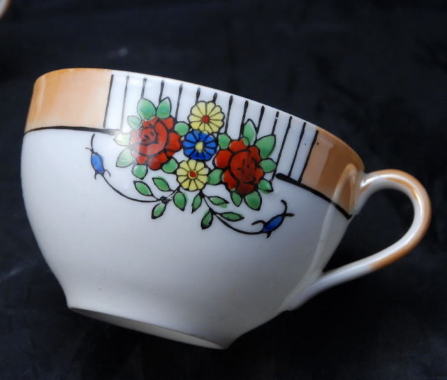 3 Porcelain China Luster Tea Cups