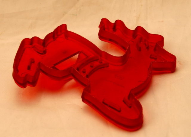 HRM Vintage Red Plastic Cookie Cutter - Christmas leaping Reindeer.