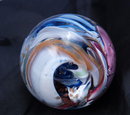 Beautiful Multi colored Swirl large Paperweight, Signed by Robert Hamon.