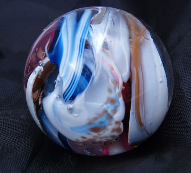 Beautiful Multi colored Swirl large Paperweight, Signed by Robert Hamon.