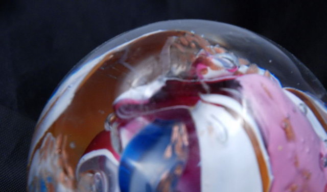 Beautiful Multi colored Swirl large Paperweight, Signed by Robert Hamon.
