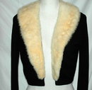 Vintage Black Cashmere Sweater with White Mink Collar.
