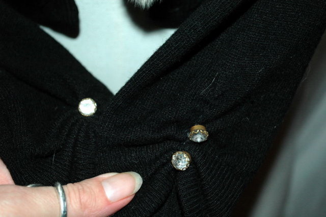 Vintage Black Cashmere Sweater with White Mink Collar.