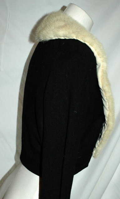 Vintage Black Cashmere Sweater with White Mink Collar.