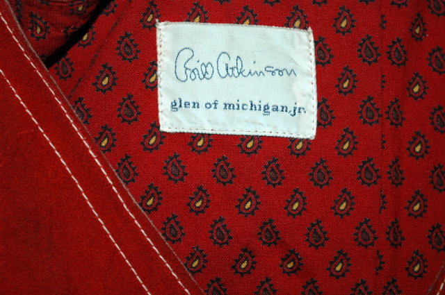 Bill Atkinson Glenn of Michigan Rust rough side out Leather Jacket Coat 1960's.