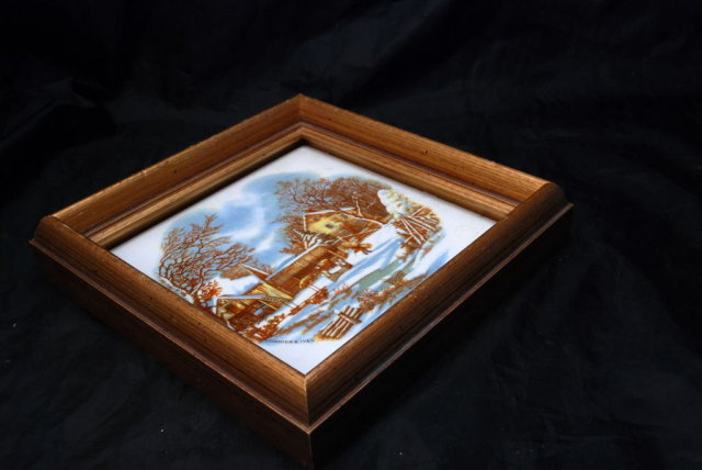Framed Art Tile Currier & Ives Scene