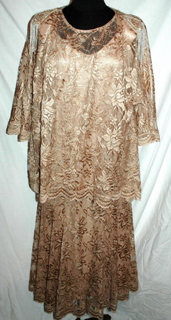 Pat Richards by Michael Maiello Beaded Tassel Stretch Lace 2 pc Dress **PRICE REDUCED**!