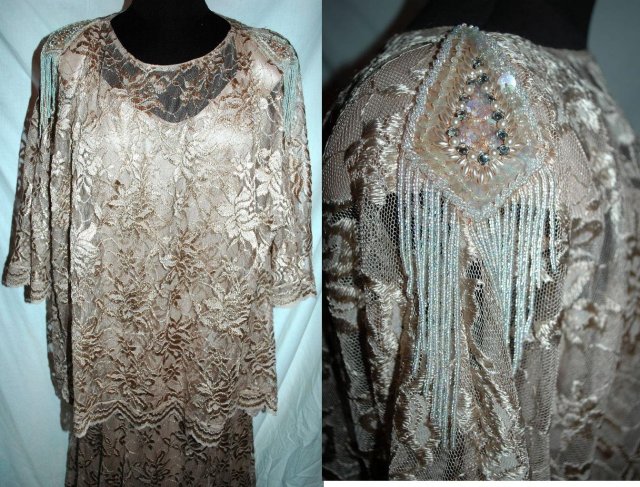 Pat Richards by Michael Maiello Beaded Tassel Stretch Lace 2 pc Dress **PRICE REDUCED**!