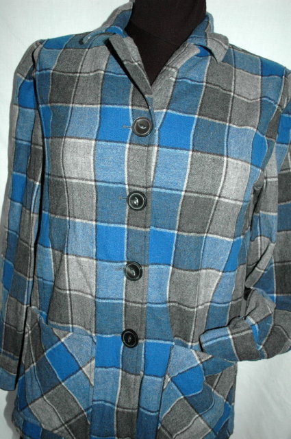 Pendleton 49'er Jacket Wool Plaid Blue, Gray Petite **PRICE REDUCED**!