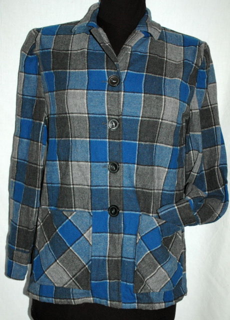 Pendleton 49'er Jacket Wool Plaid Blue, Gray Petite **PRICE REDUCED**!