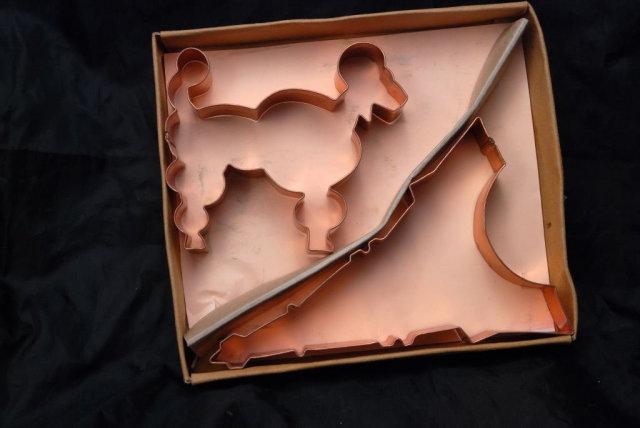 Copper Eiffel Tower & Poodle Over Sized Cookie Cutters in Box